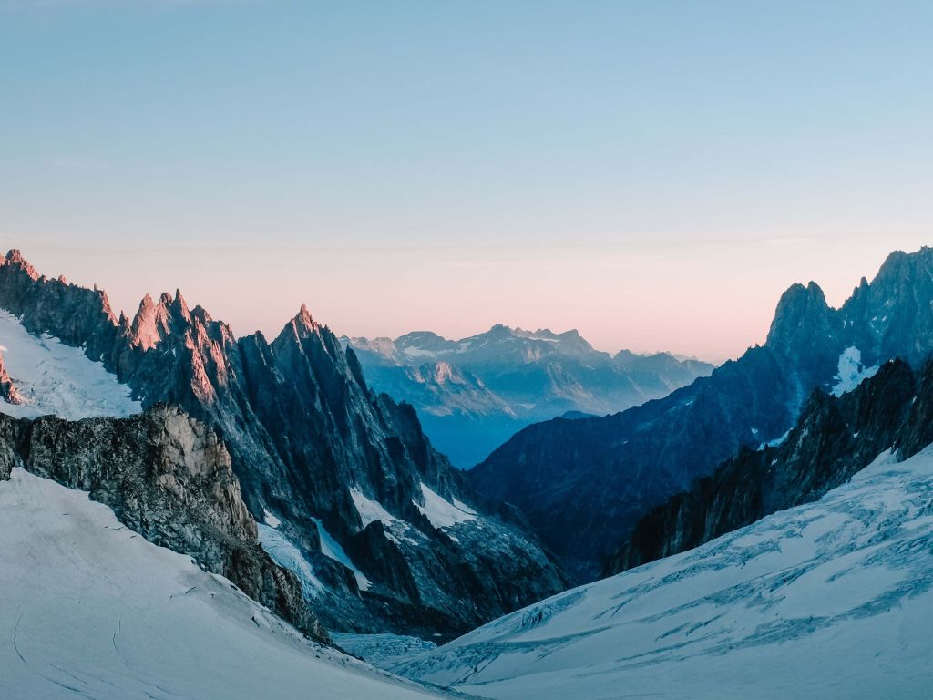 Dawn Over the Glacier at Mont Blanc wallpaper