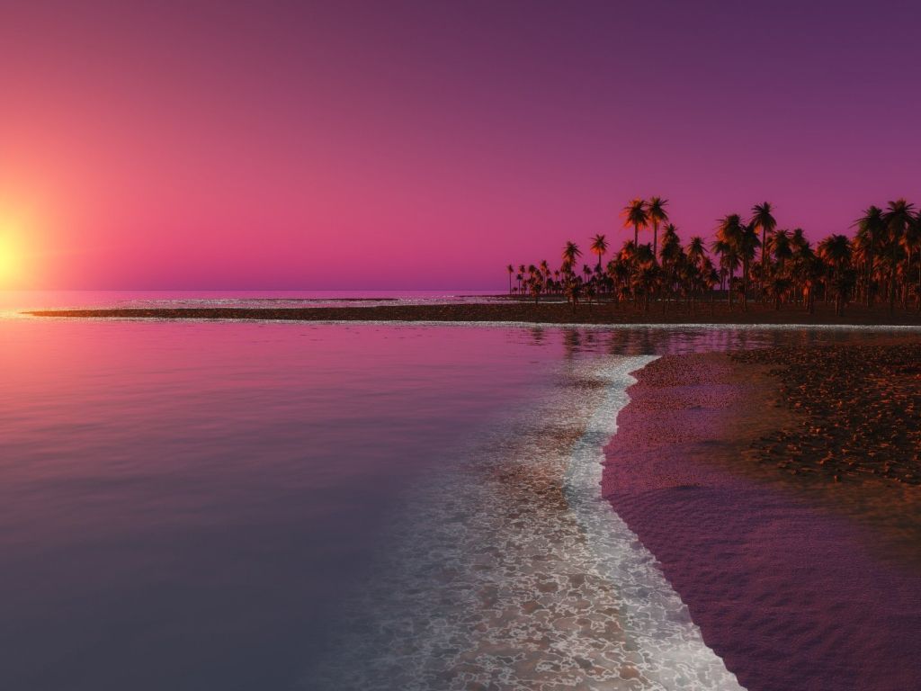 Digital Coastal Beach Sunset 5197 wallpaper