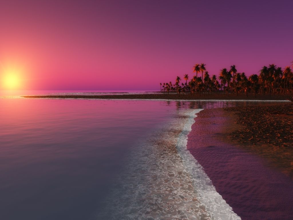 Digital Coastal Beach Sunset 16901 wallpaper