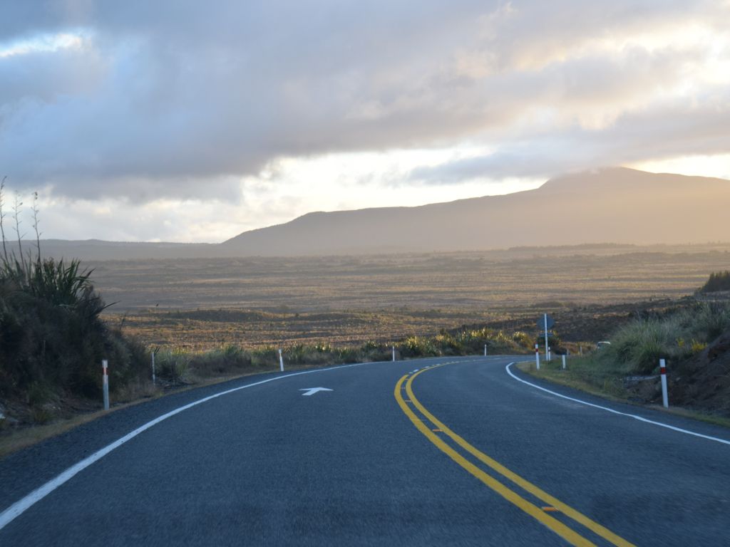 Driving Through Tongariro National Park New Zealand wallpaper