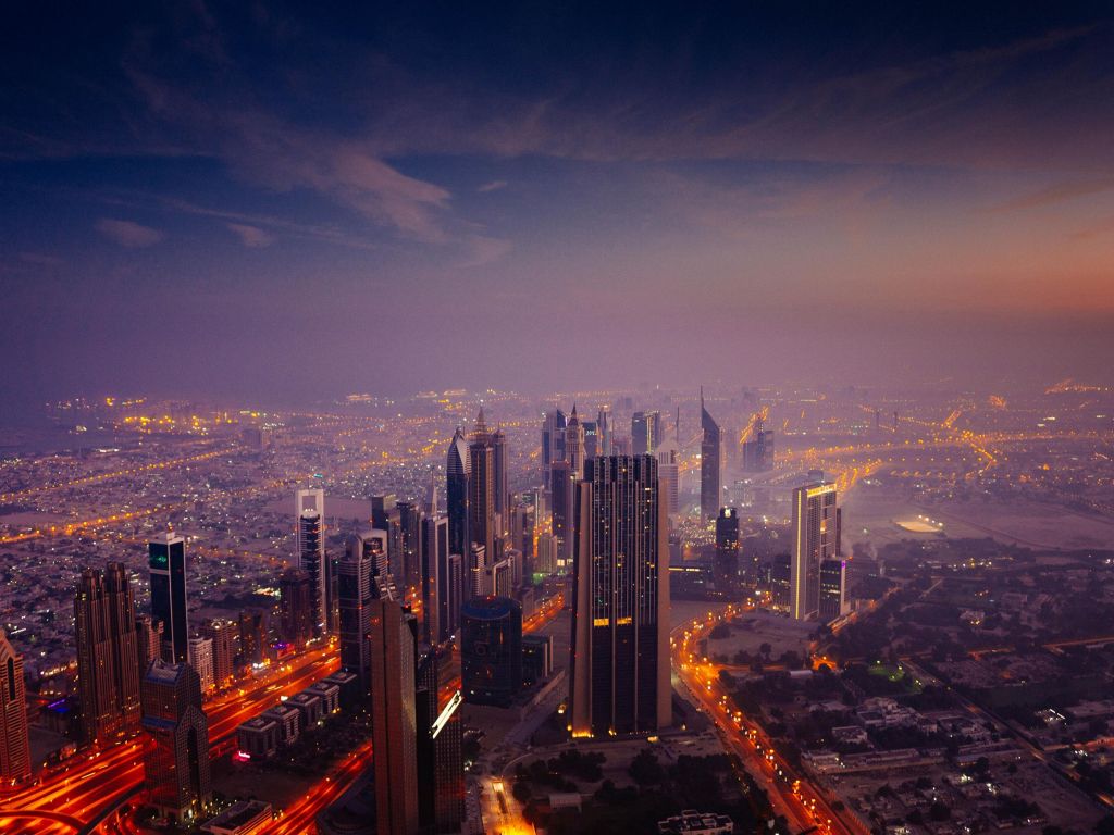 Dubai UAE at Sunrise wallpaper