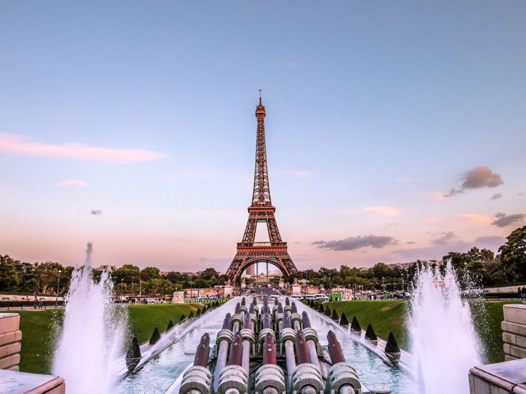 Eiffel Tower Paris Gold Evening France Fountain wallpaper