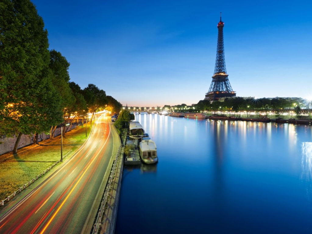 Eiffel Tower River Night View wallpaper