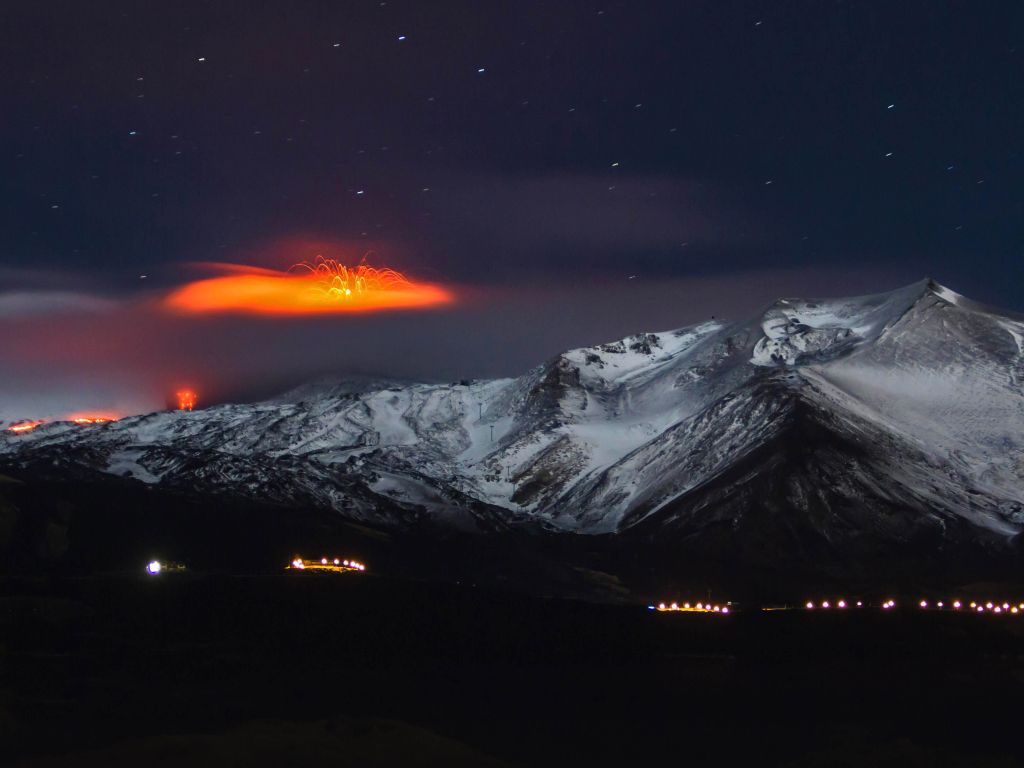 Eruption of Mt. Etna Sicily wallpaper