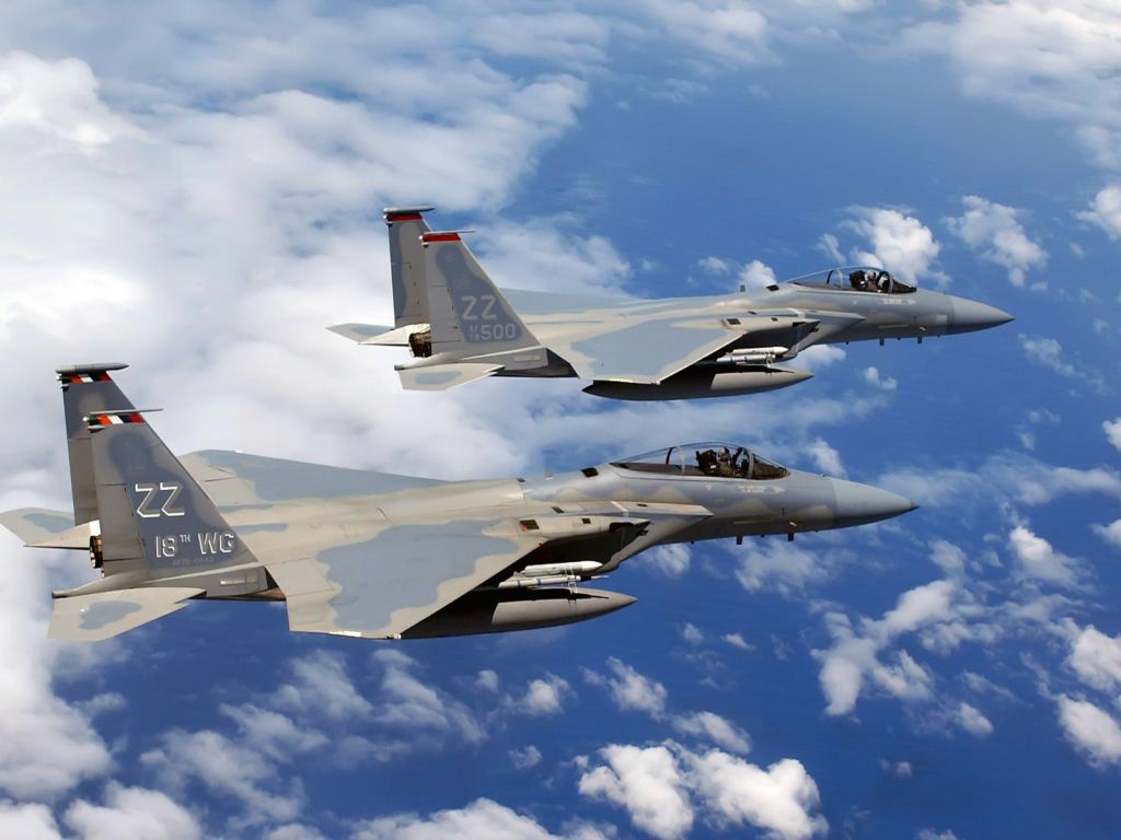 F 15C Eagles Flies Over Okinawa wallpaper