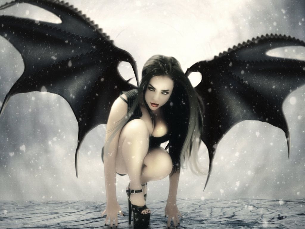 Fantasy Wings Girl Demon wallpaper