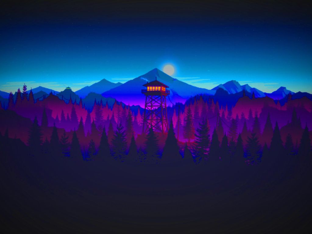 4K] I remade the fire watch wallpaper in Inkscape but with a blue color  scheme : r/wallpapers