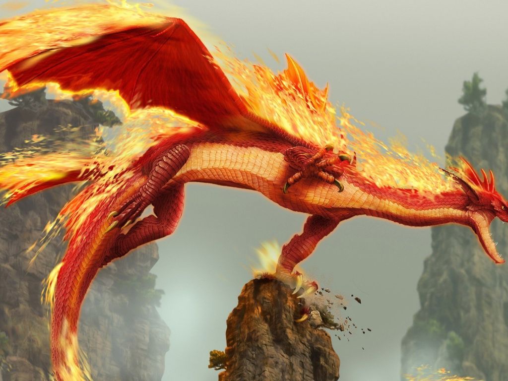 Flying Fire Dragon wallpaper