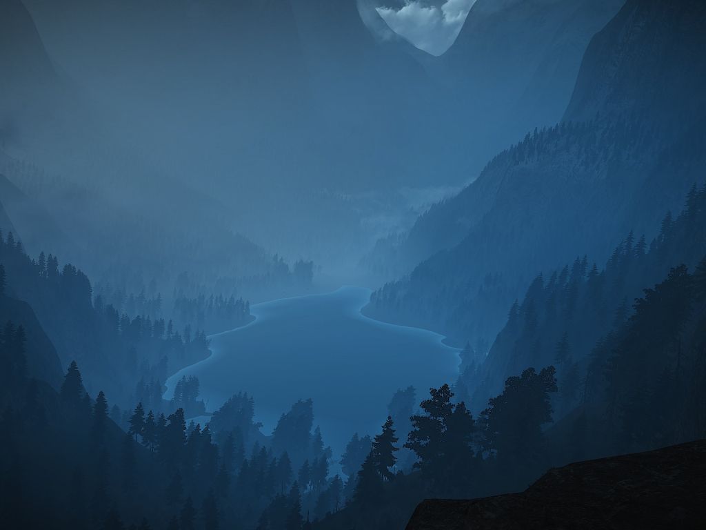 Foggy Valley With a Lake wallpaper