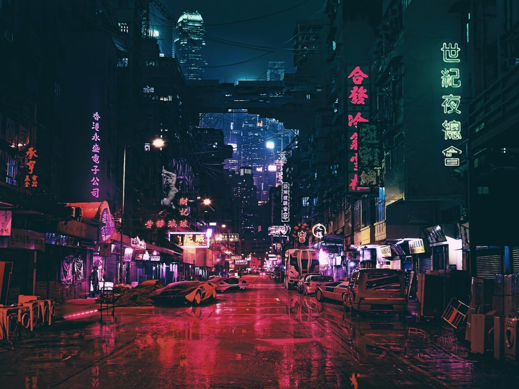 Futuristic Chinatown at Night wallpaper