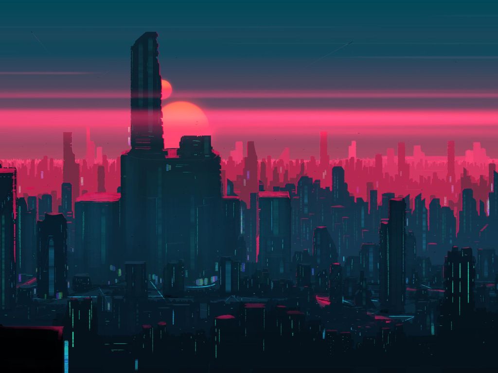 Futuristic City Sunset wallpaper