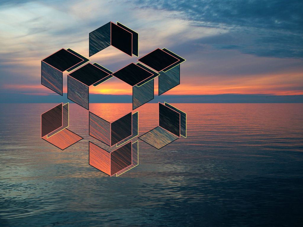 Geometric Lake Sunset wallpaper