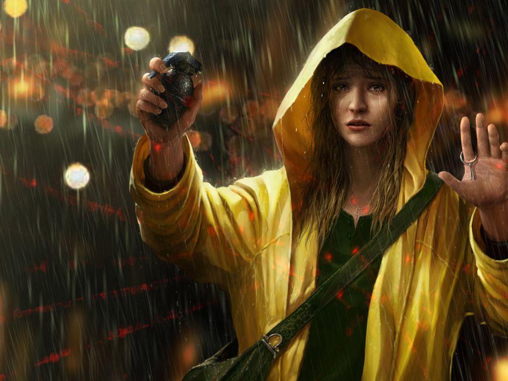 Girl in Rain 24777 wallpaper