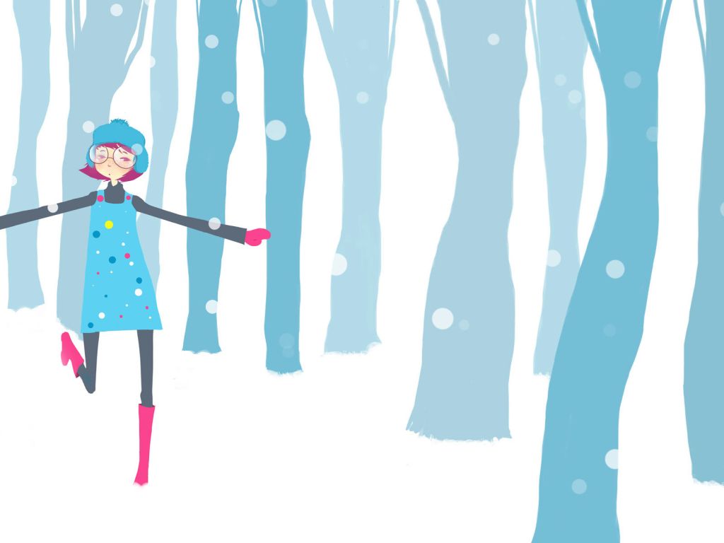 Girl in Snowy Forest wallpaper