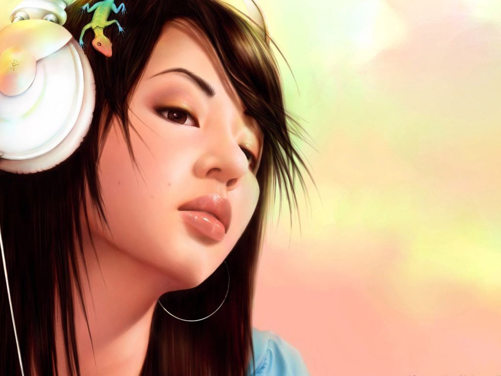 Girl Listening to Music wallpaper