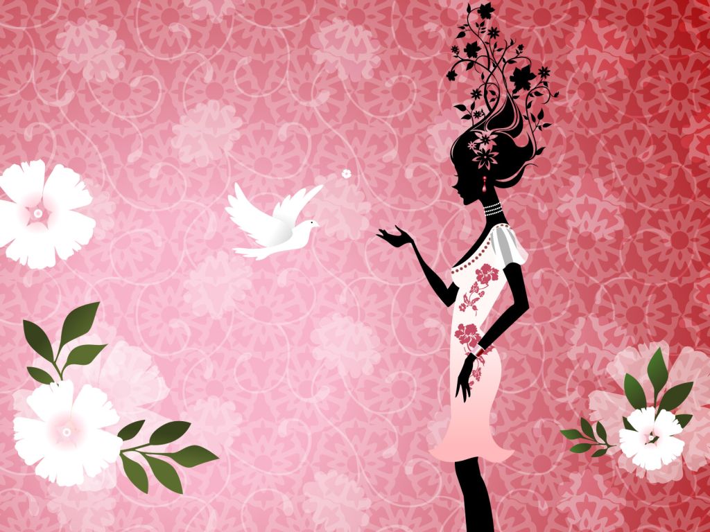 Girl With Dove wallpaper