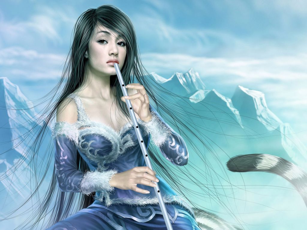 Girl With Flute wallpaper