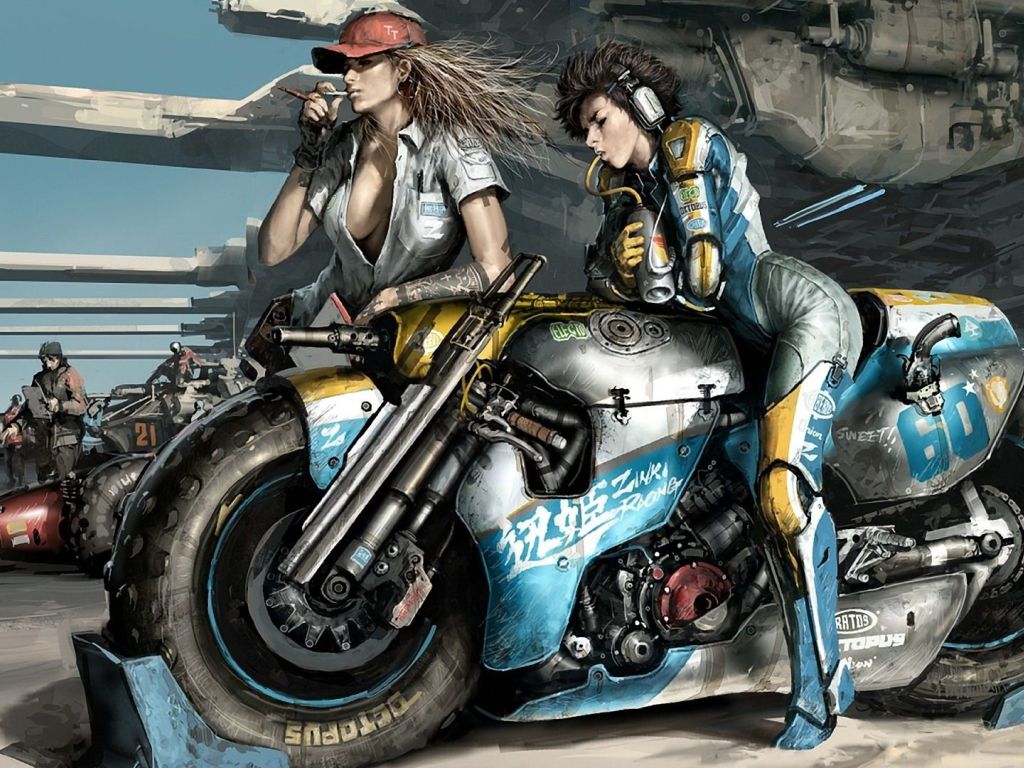 Girls Bike Artwork Motorbikes With Bikes wallpaper