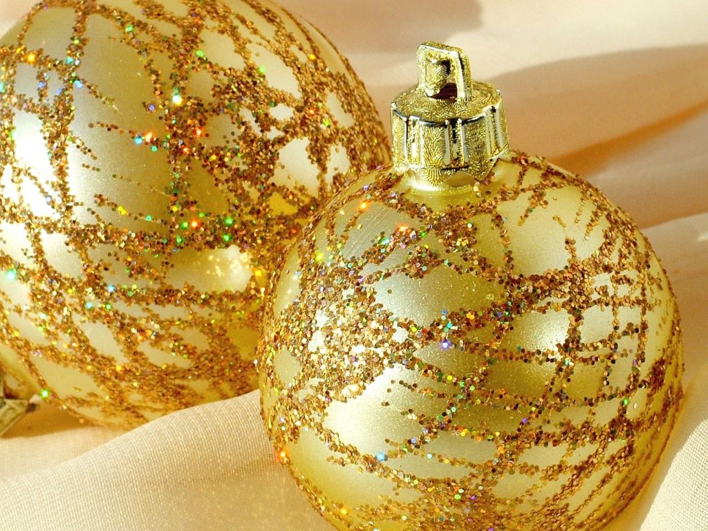 Happy Merry Christmas Gold Sparkle Ball Hd wallpaper