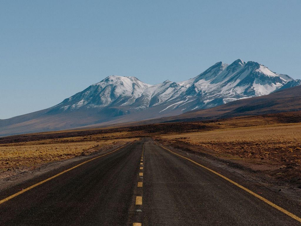Highway to Snowy Mountain San Pedro De Atacama Chile wallpaper
