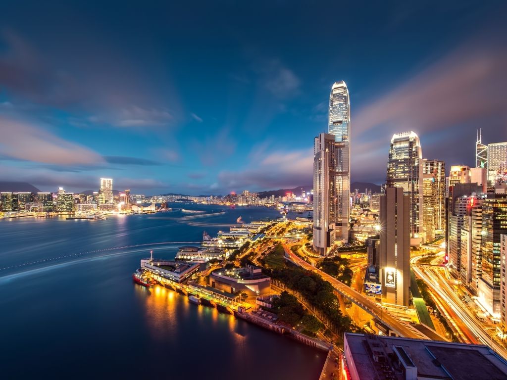 Hong Kong Harbour Night Lights wallpaper