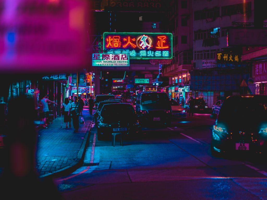 Hong Kong Night Street wallpaper