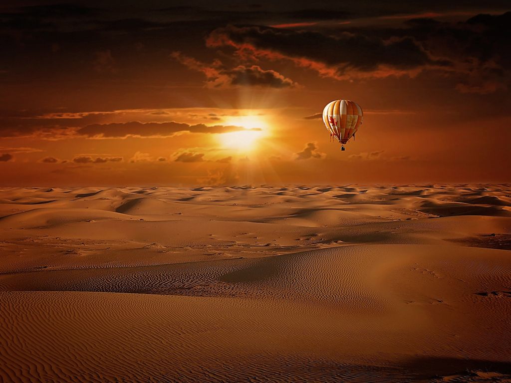 Hot Air Balloon Desert Sunrise wallpaper