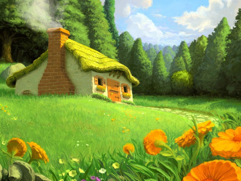 House in the Meadow wallpaper