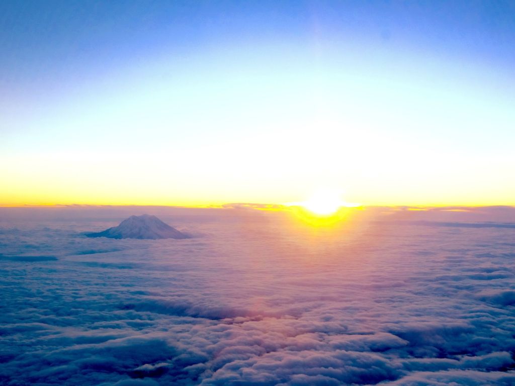 I Flew Over Mt. Rainier This Morning and the Sunrise Was Beautiful wallpaper