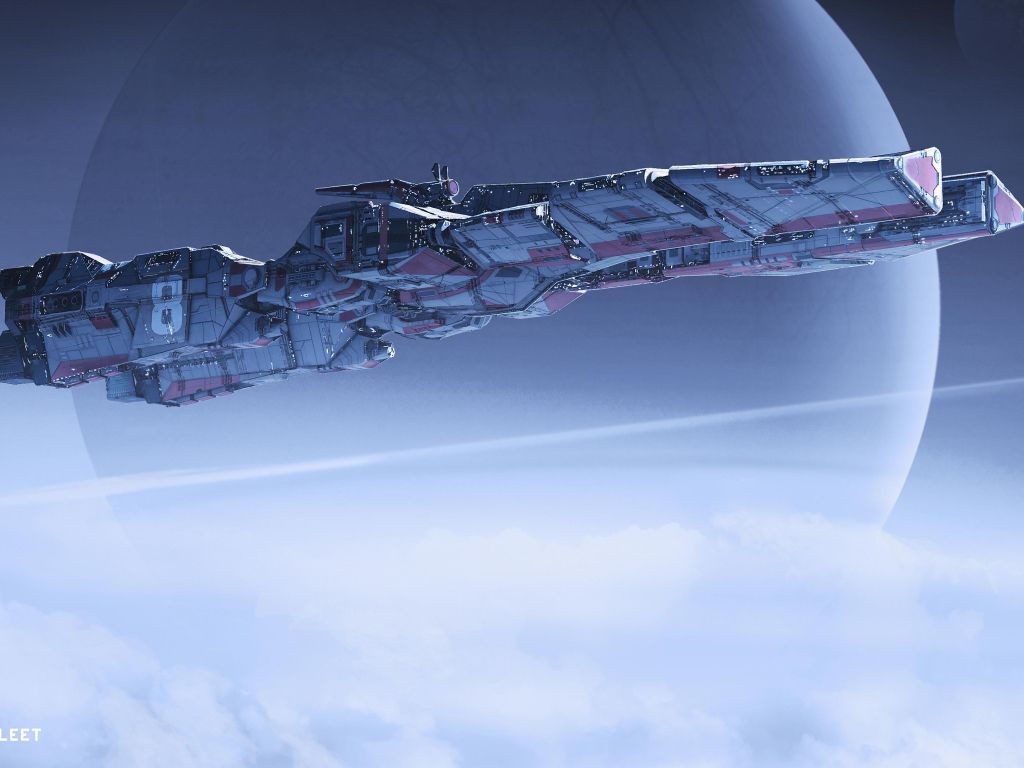 Infinite Fleet - USF Polaris Carrier Sailing Through Space wallpaper