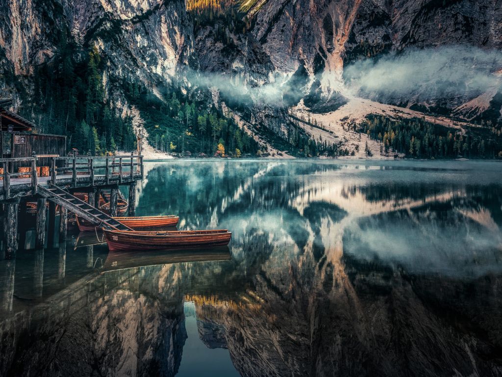 Lago Di Braies in the Heart of the Dolomites Italy wallpaper