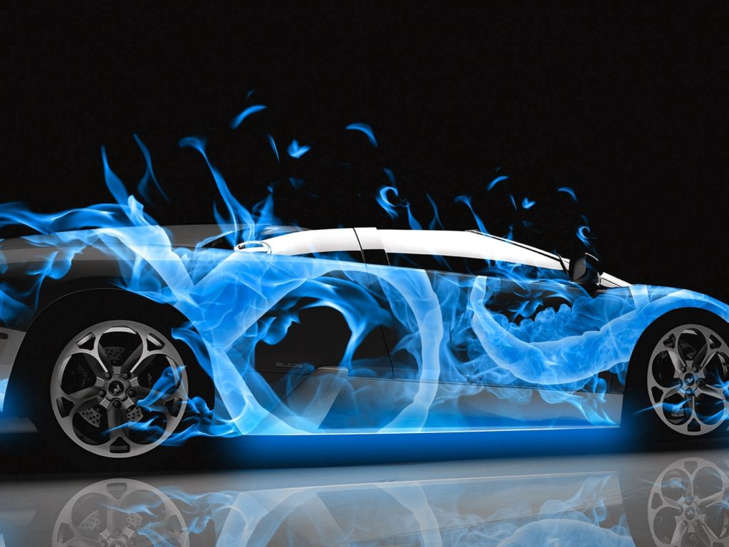 Lamborghini In Blue Flames wallpaper