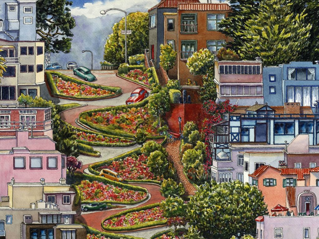 Lombard Street Sanfrancisco California Art wallpaper