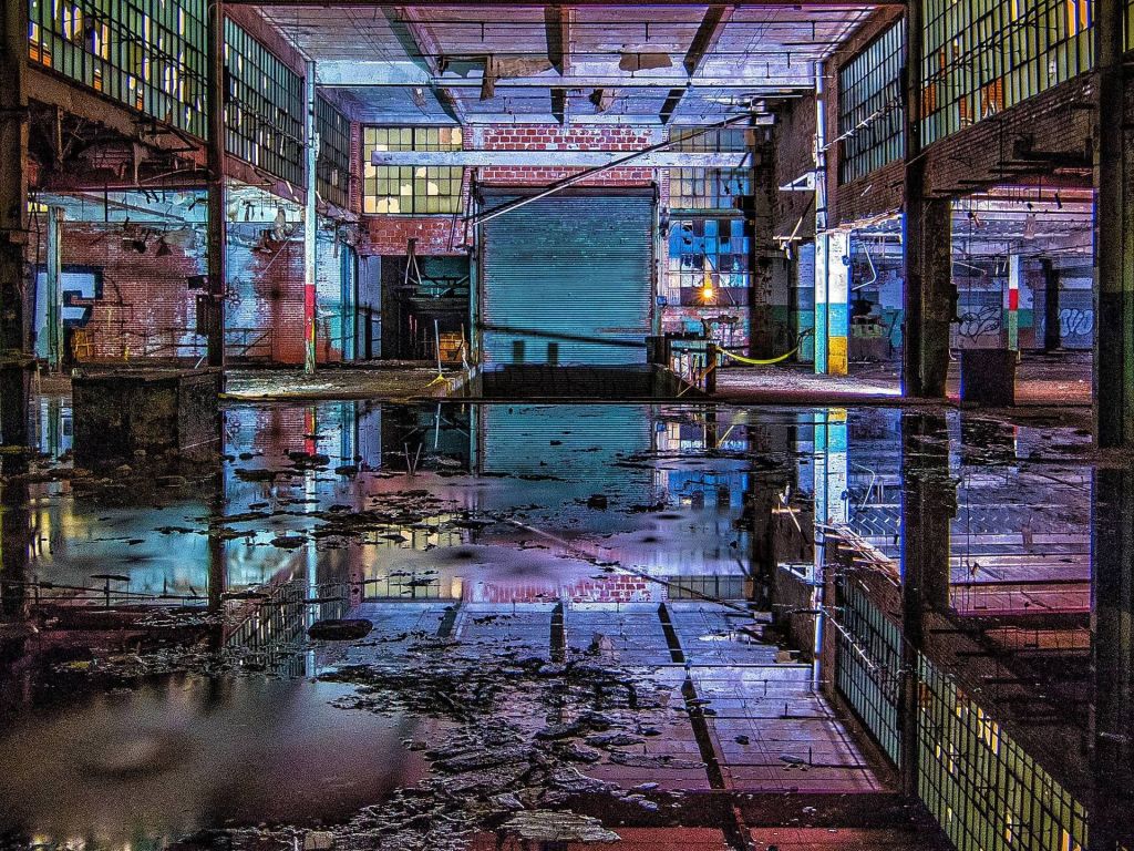 Long Expose Inside an Abandoned Building During a Rain Storm wallpaper