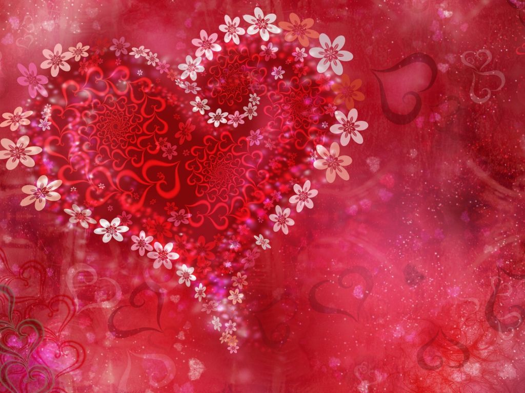 Love Heart Flowers wallpaper in 1024x768 resolution