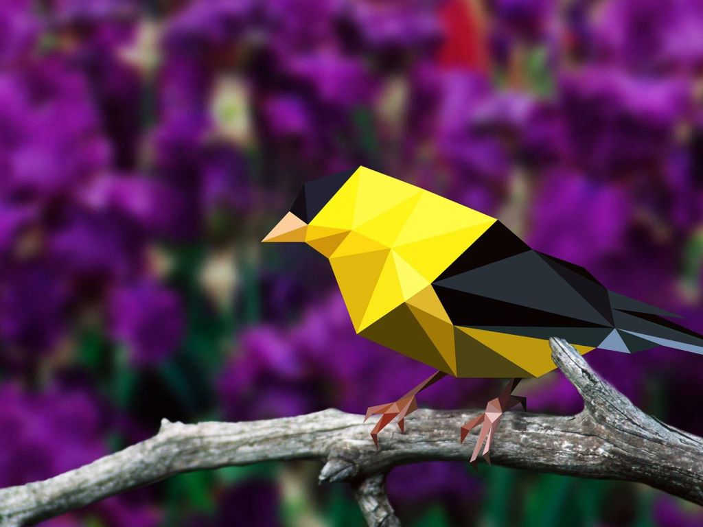 Low Poly American Goldfinch wallpaper