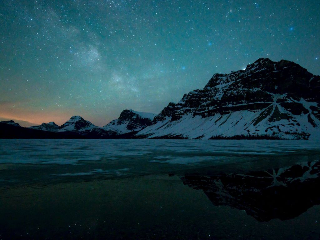 Milky Way Over Bow Lake Alberta Canada wallpaper