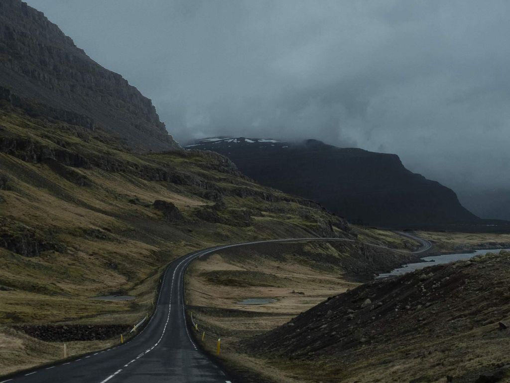 Moody Icelandic Road wallpaper