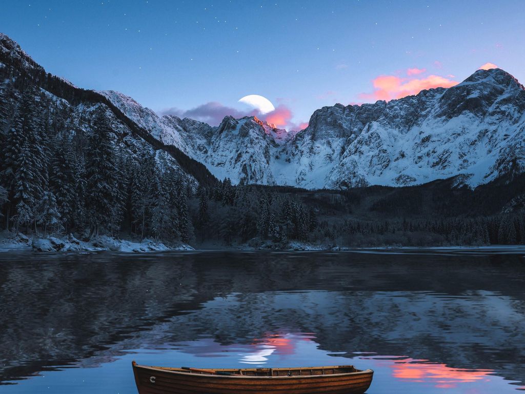 Moon Peaking Behind the Mountains wallpaper