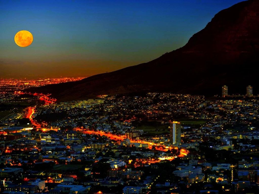 Moonlighted City Cape Town Lights South Africa 17351 wallpaper