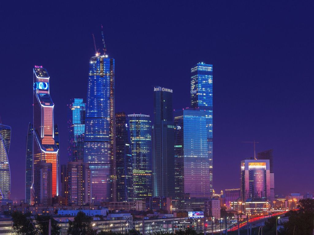 Moscow Financial Center at Night wallpaper