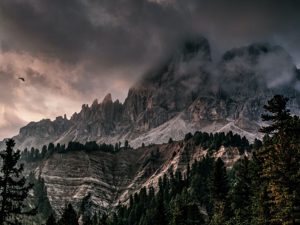 Mountain With Ice Covered With Black and Gray Cloud wallpaper