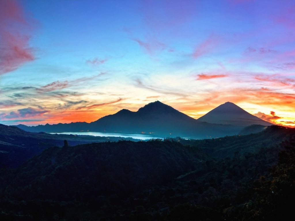 Mountains Sky Bali Sunrise Kintamani Indonesia wallpaper