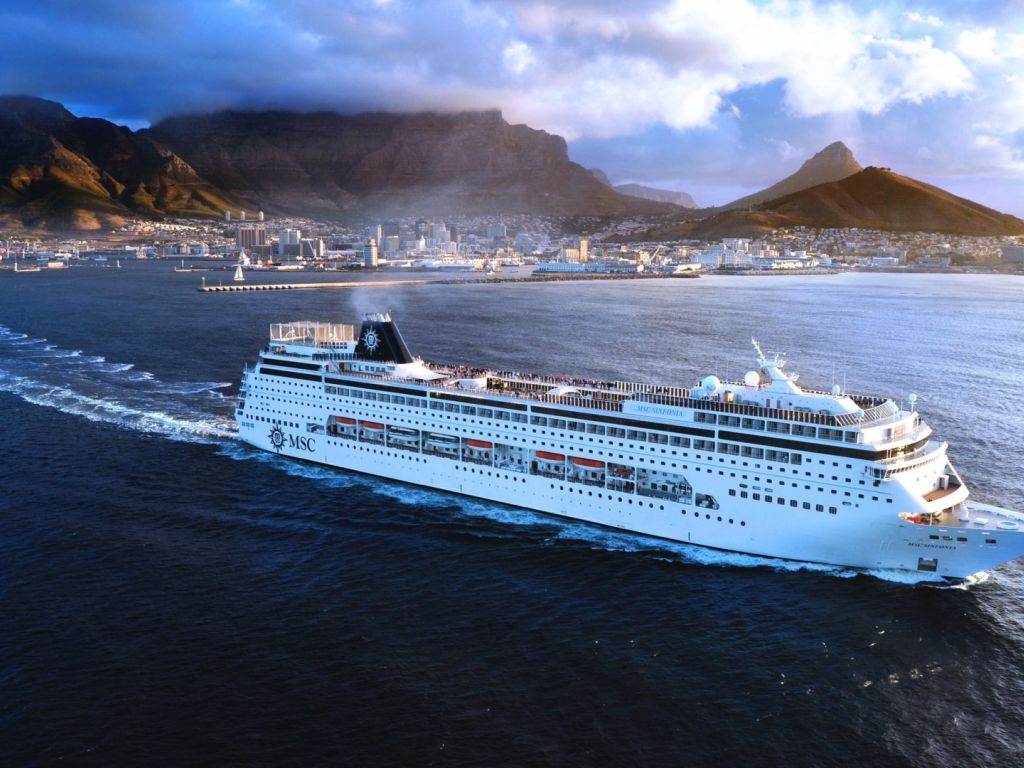 MSC Sinfonia Ship White Passenger on the Go Sea Day City Sky Mountains wallpaper