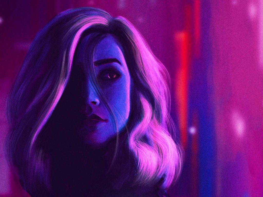 Neon Girl Digital Art wallpaper