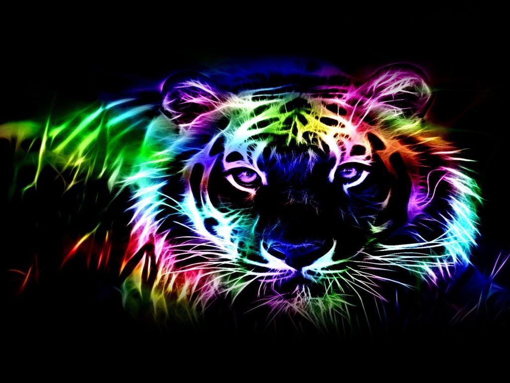 Neon Tiger Outline wallpaper