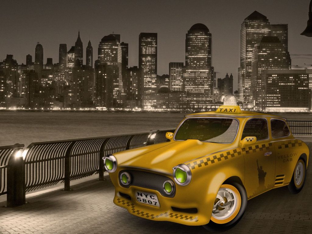 New York Taxi Black And White wallpaper
