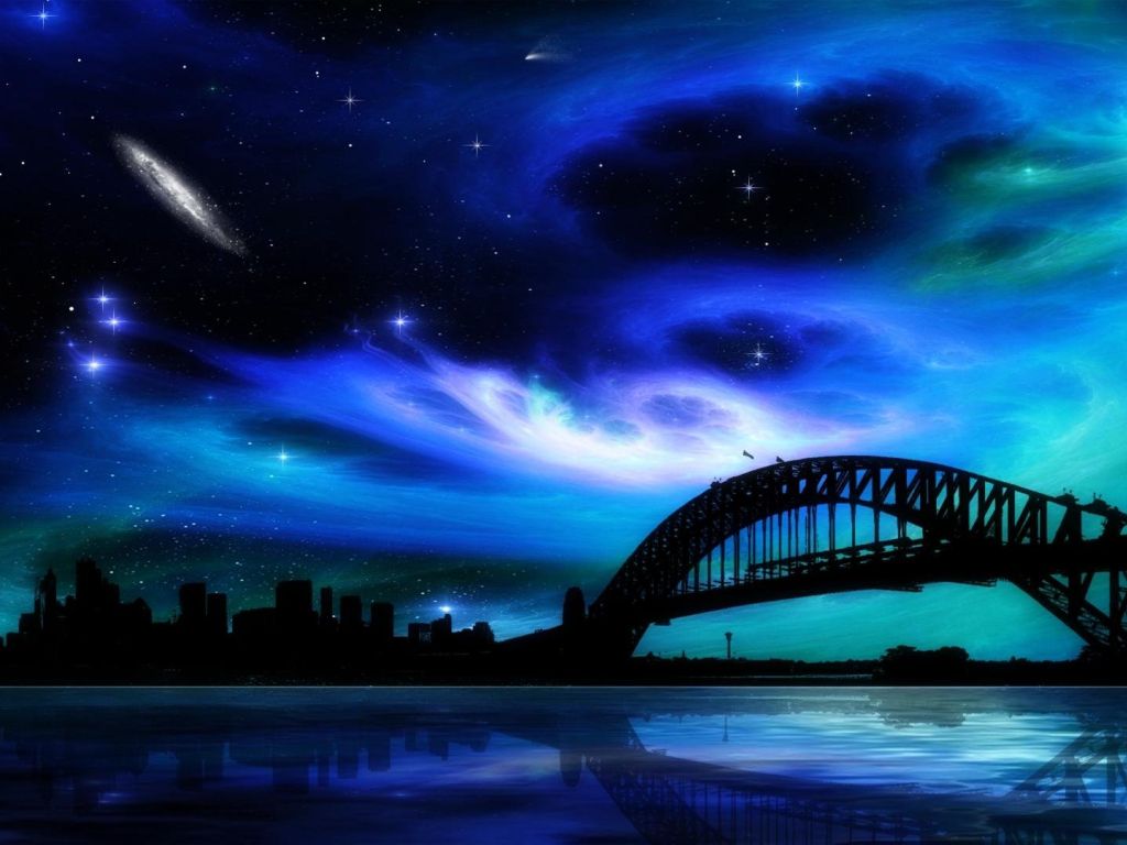 Night Bridge Blue Light 16969 wallpaper