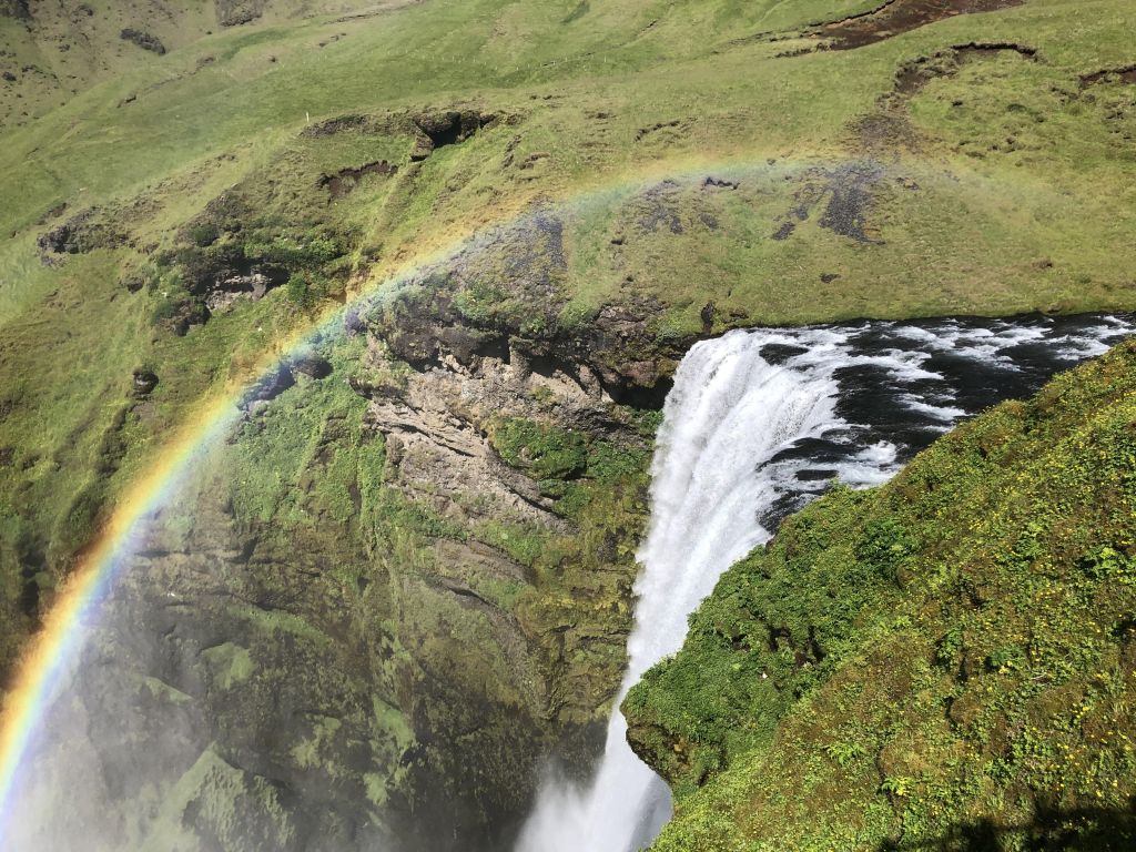 Iceland X Waterfall With Rainbow wallpaper