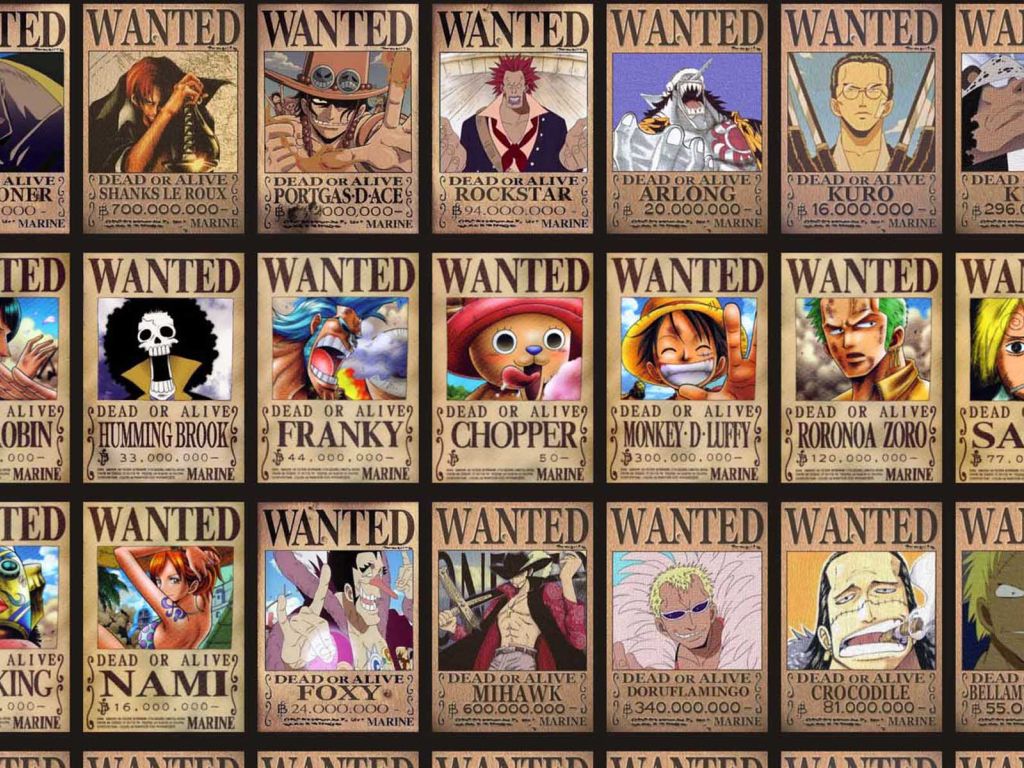 One Piece Wanted Posters Wallpaper In 1024x768 Resolution